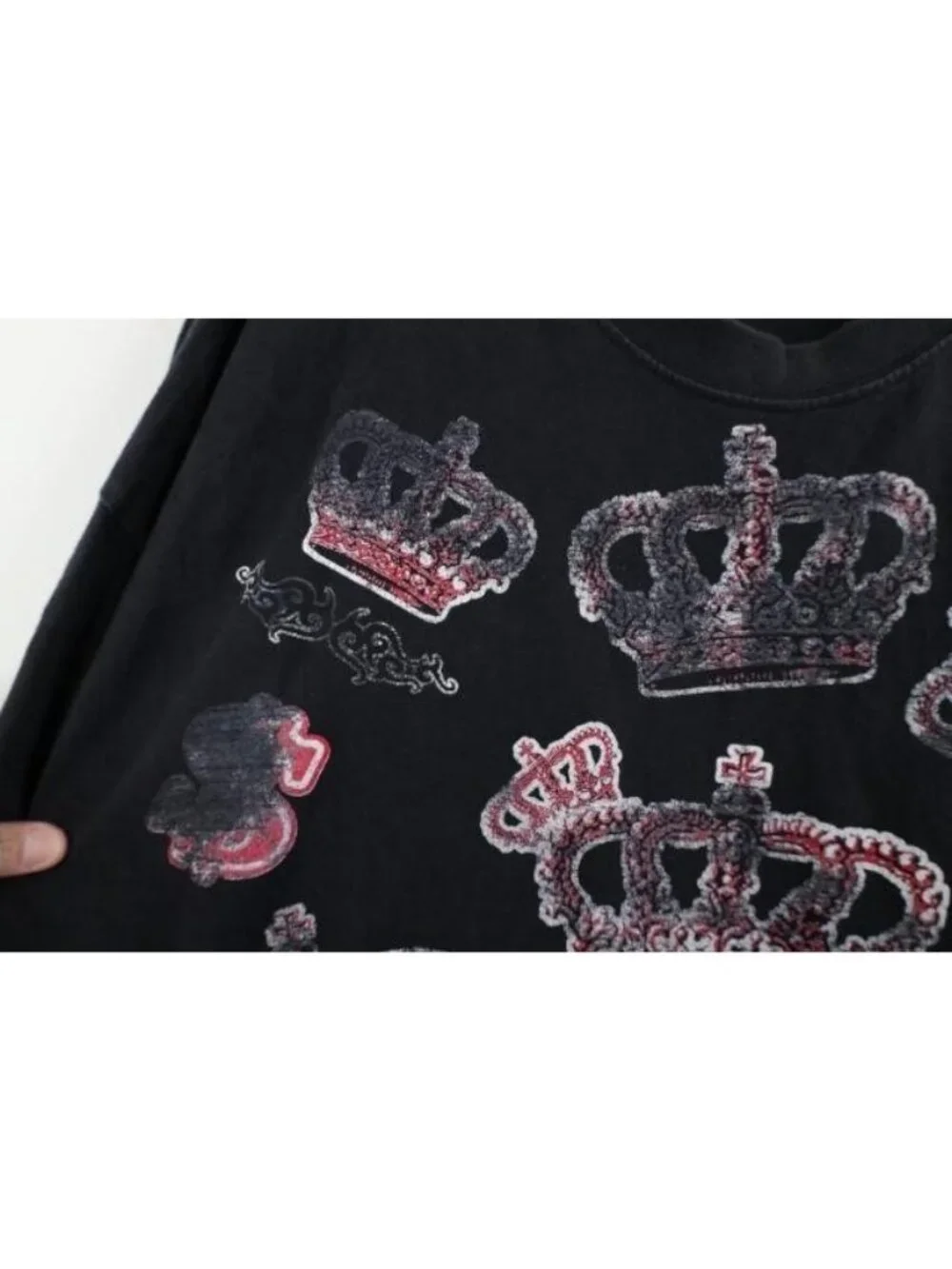 Vintage Streetwear Mens 3XL Distressed Hustla Money Tribal Crown T-Shirt Black